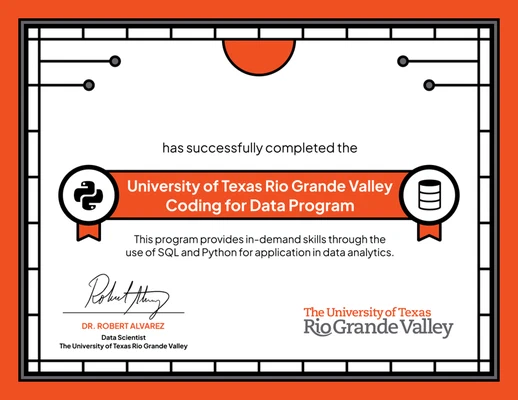 UTRGV Coding for Data Track, Global Career Accelerator