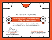 UTRGV Coding for Data Track badge